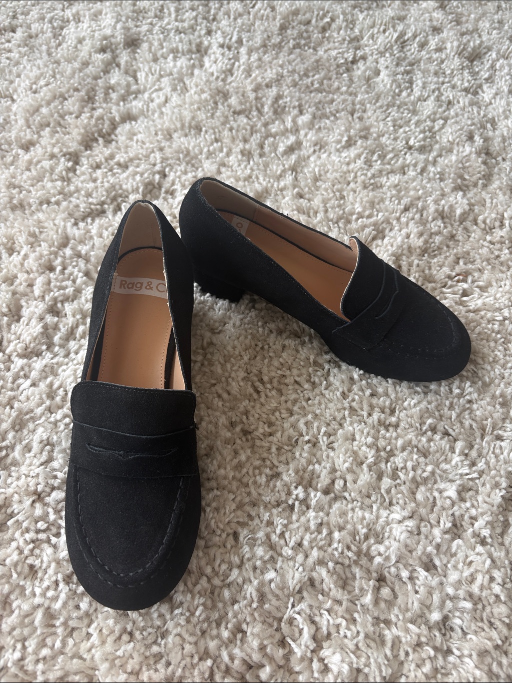 Rag & Bone Black Suede Penny Loafers